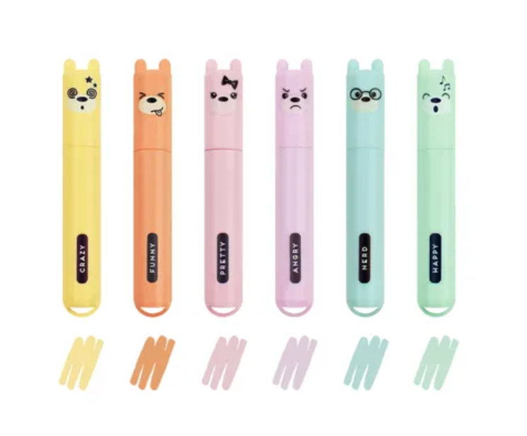 Highlighters Pastel Teddy 6pc
