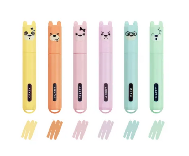 Highlighters Pastel Teddy 6pc