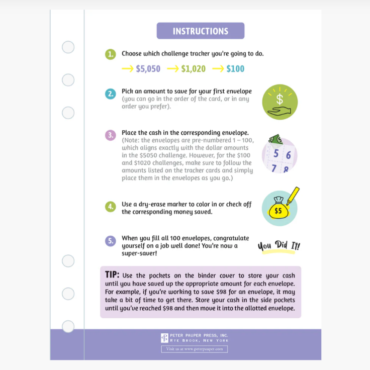 My 100 Envelope Savings Challenge Binder