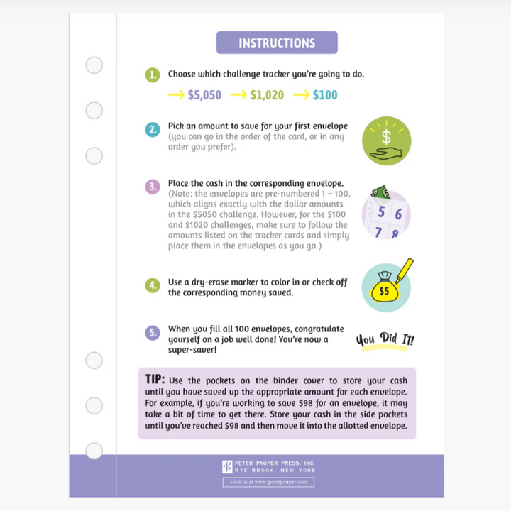 My 100 Envelope Savings Challenge Binder
