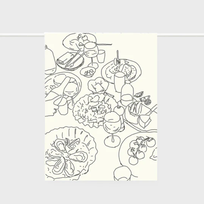 Tea Towel Linen Patterned