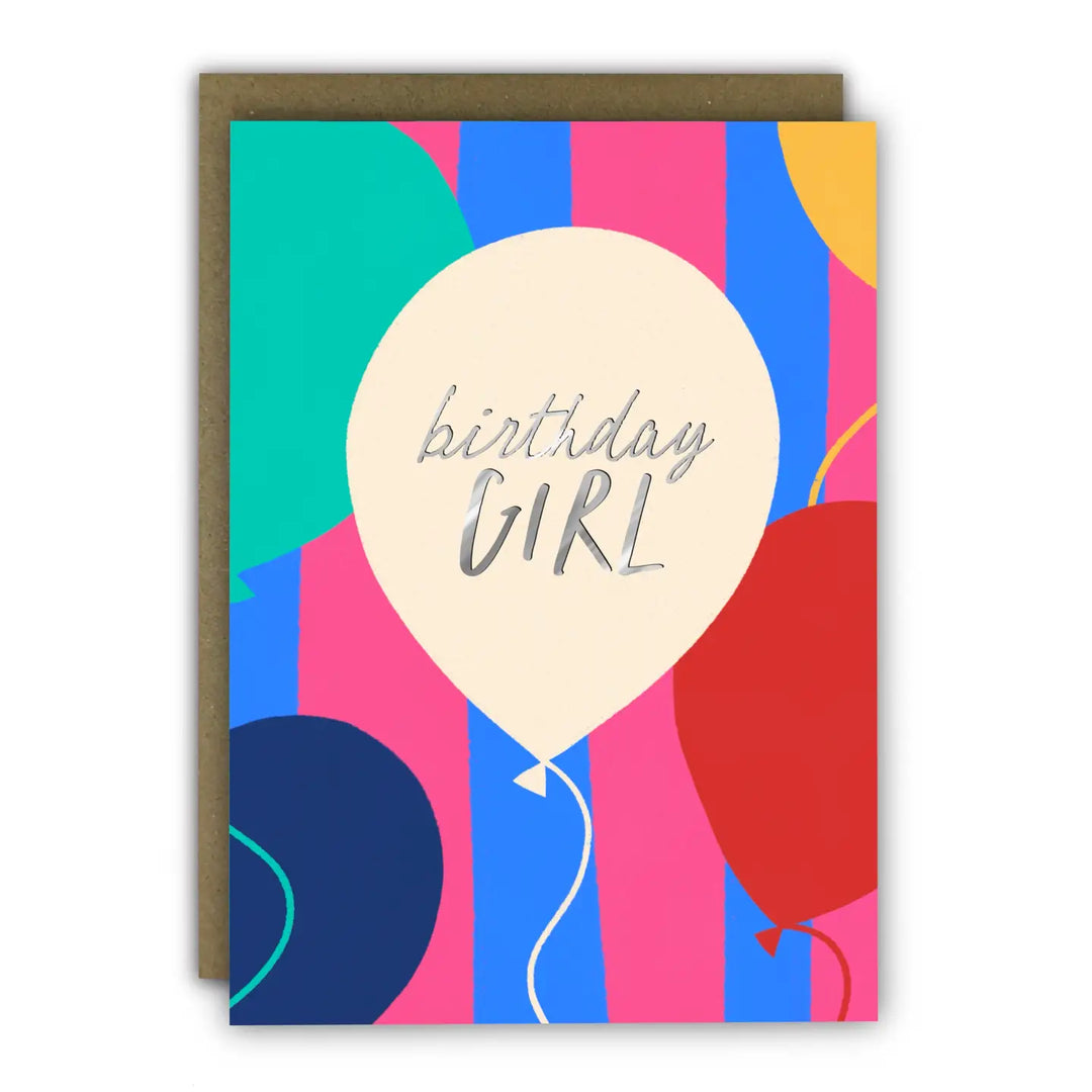 Card Birthday Girl Balloon