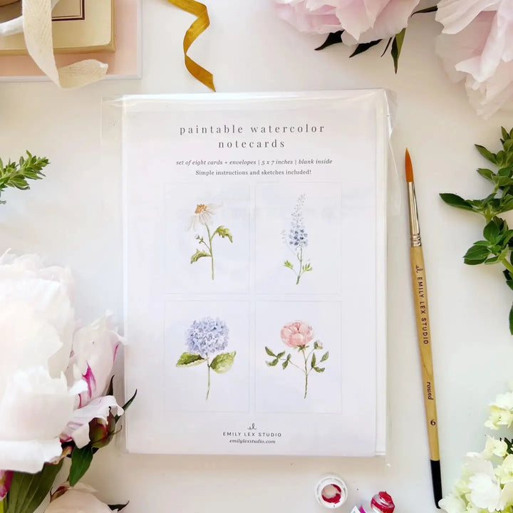 Garden Flowers Paintable Watercolour Notecard Set