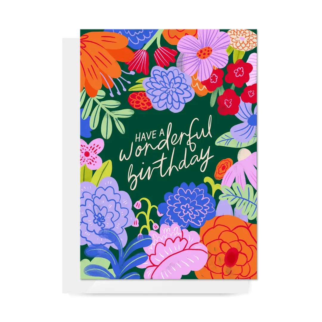 Card Bold Florals Wonderful Birthday