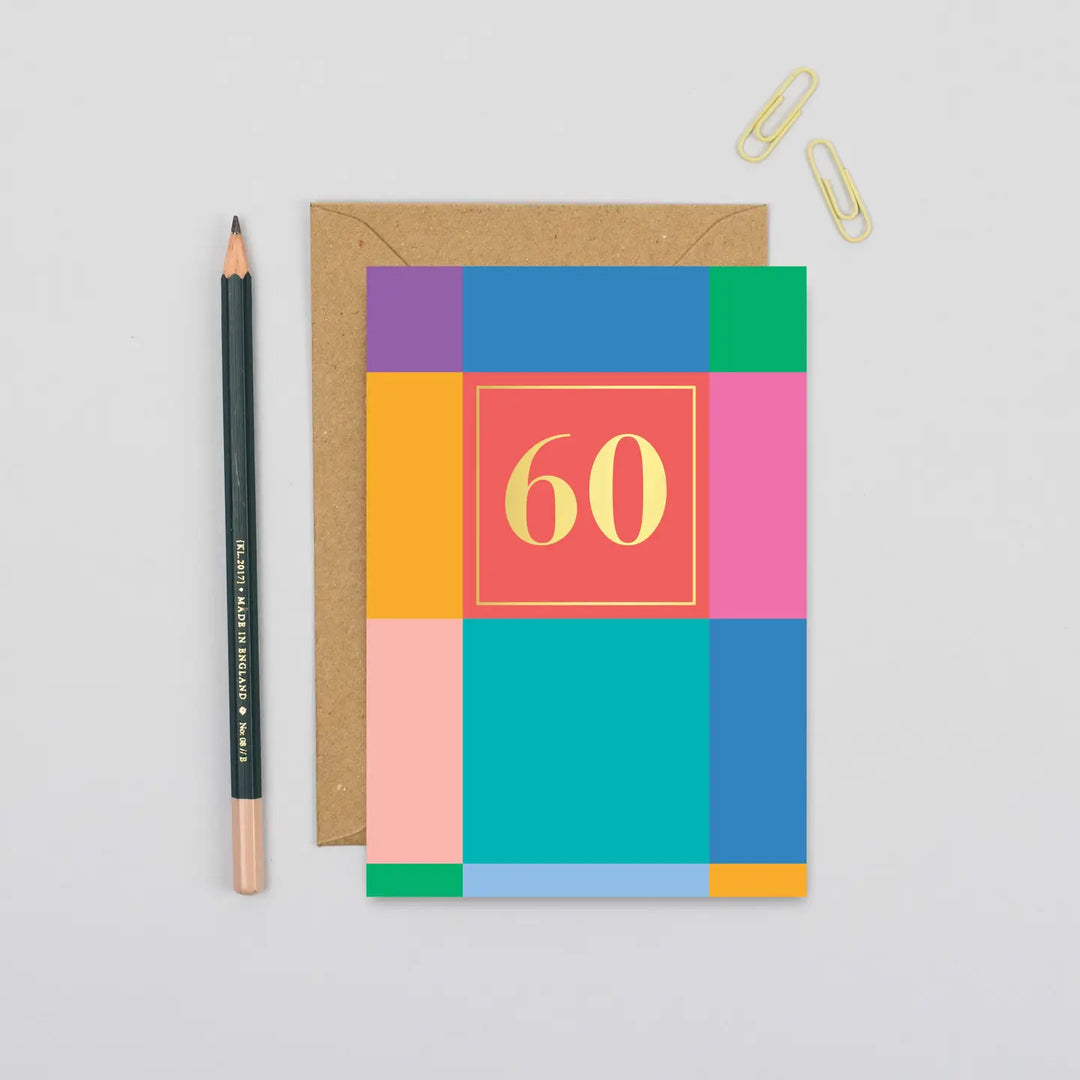 Card Colourful Blocks 60th Birthday