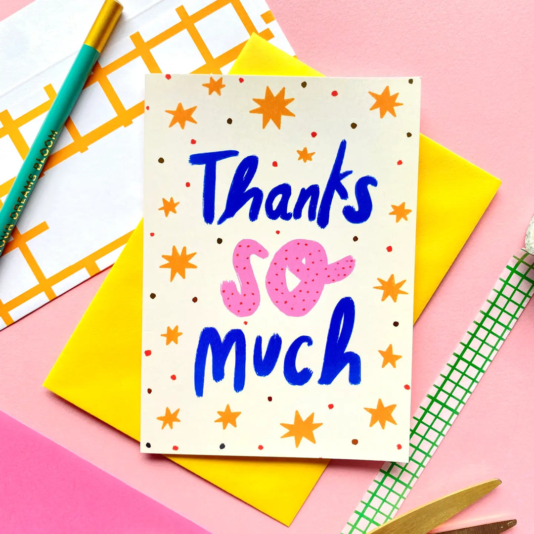 Card Thank You Patterned Gold Stars