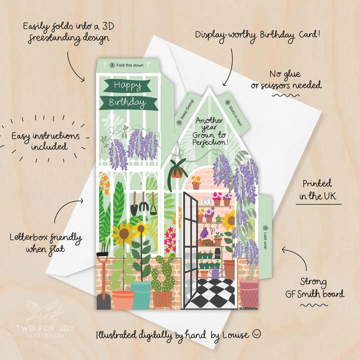 Card Greenhouse Birthday (3D)