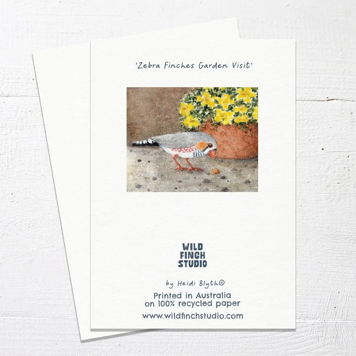Card Zebra Finches Garden Visit