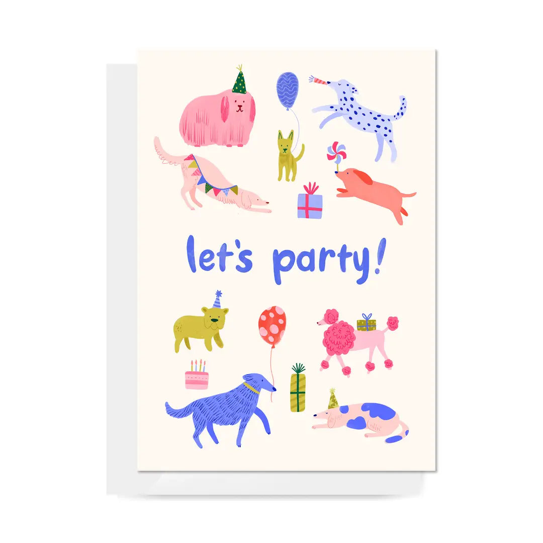 Card Birthday Dogs Let's Party
