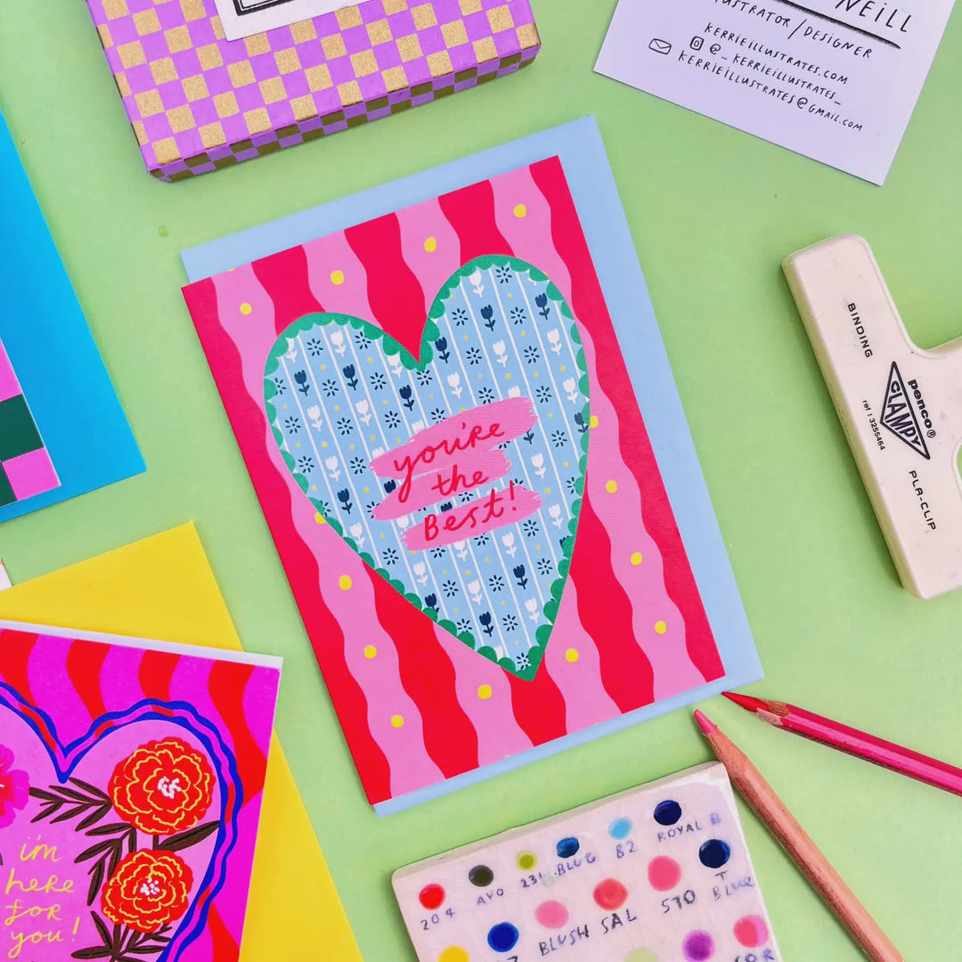 Card You're The Best Patterned Heart