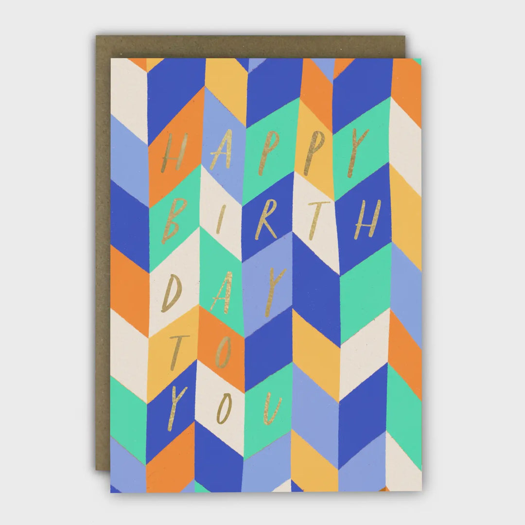 Card Birthday Cobalt Harlequin
