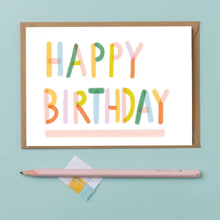 Card Colourful Happy Birthday Underlined