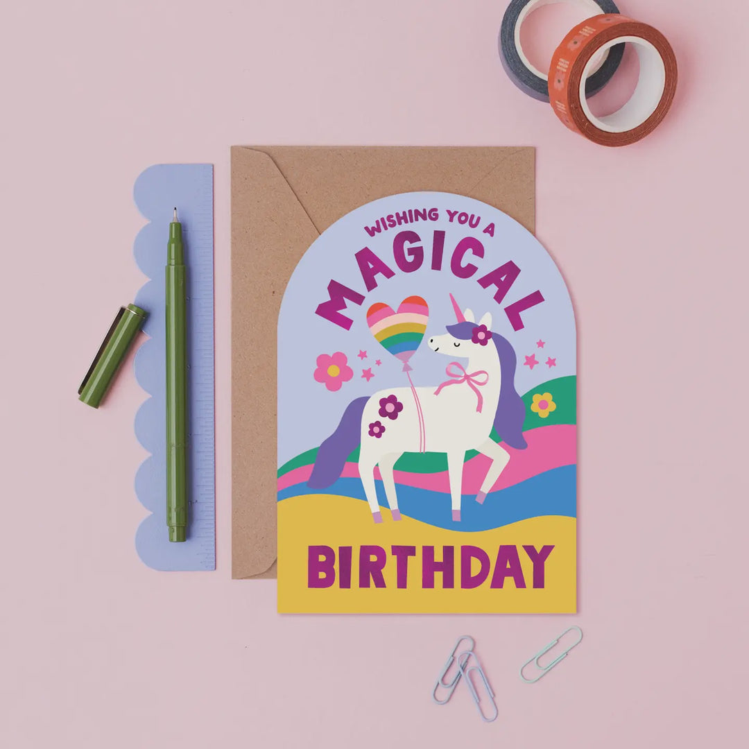 Card Rainbow Waves Unicorn