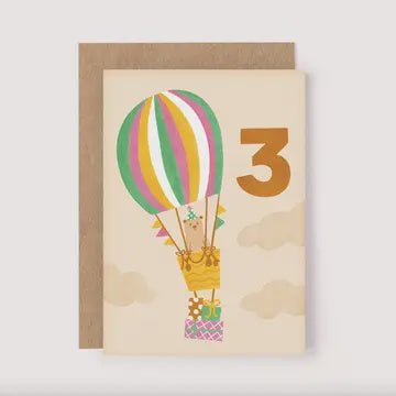 Card Age 3 Bear Birthday