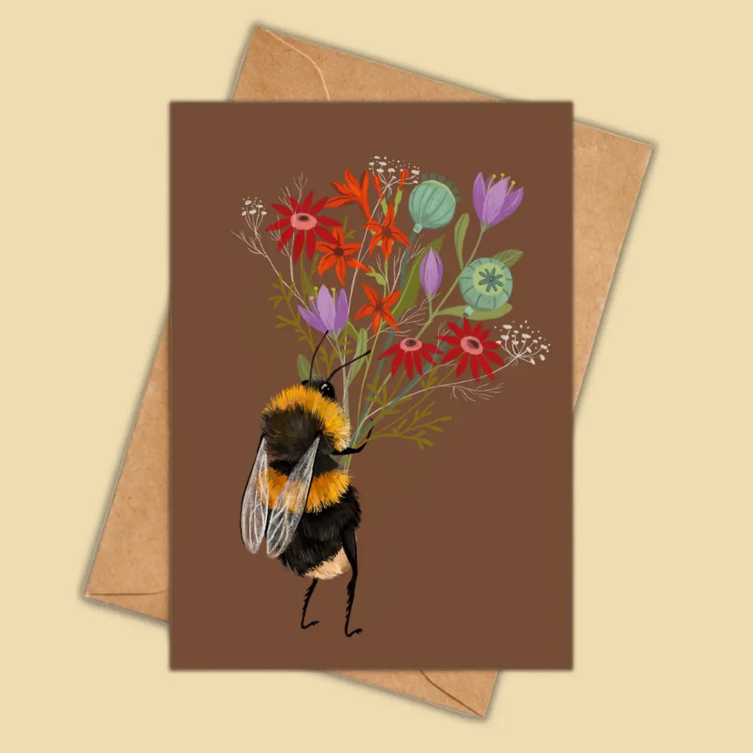 Card Bee With A Posy