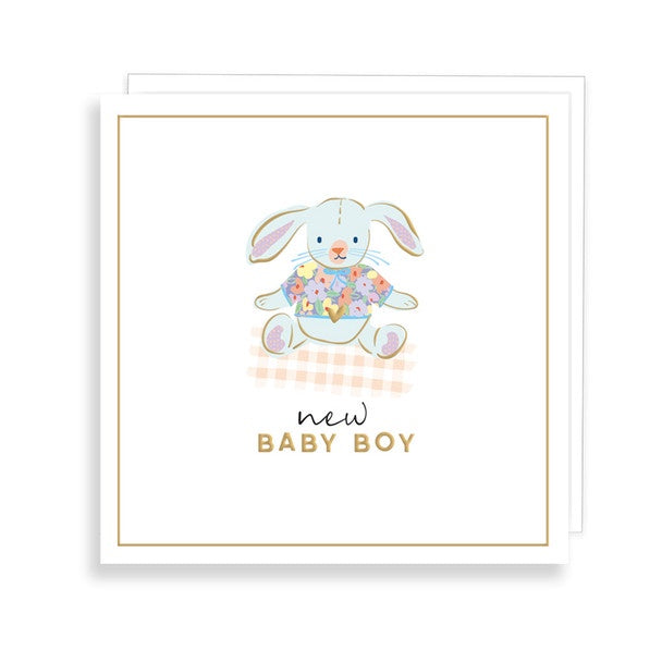 Card Baby Boy Blue Bunny