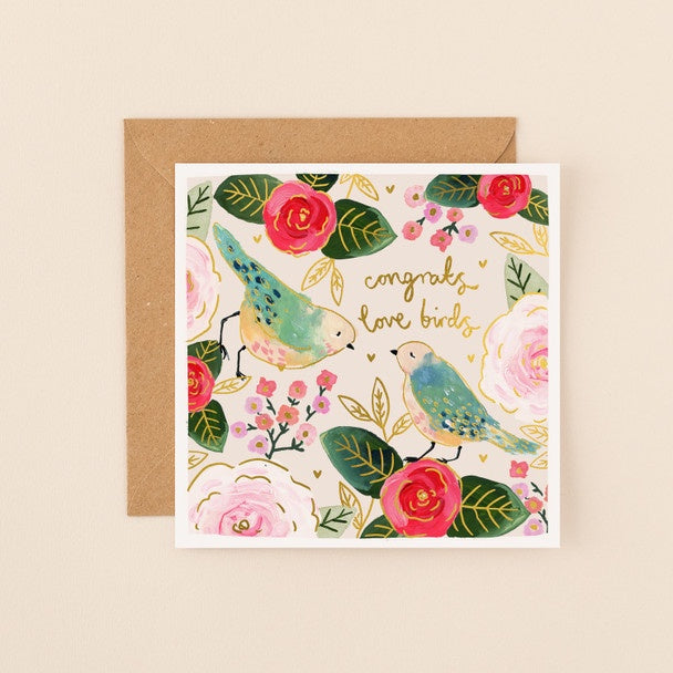 Card Love Birds (Gold Foil)