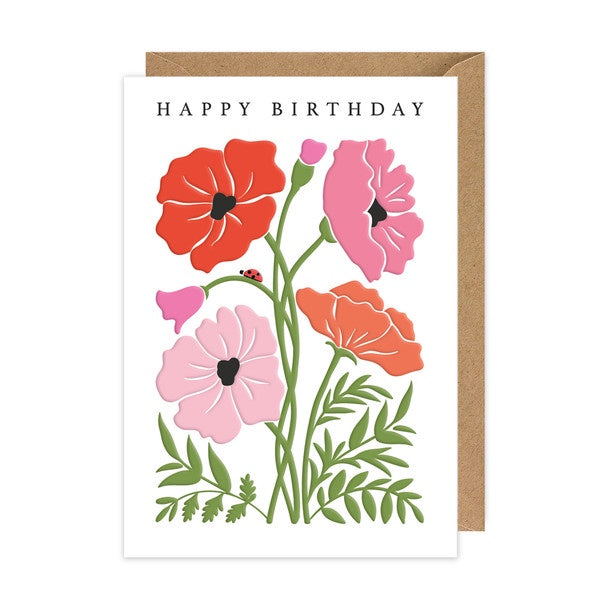 Card Happy Birthday Poppies