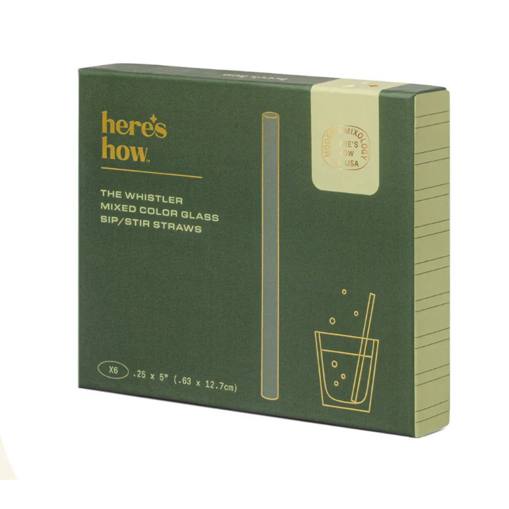 The Whistler Set of 6 Coloured Glass Straws