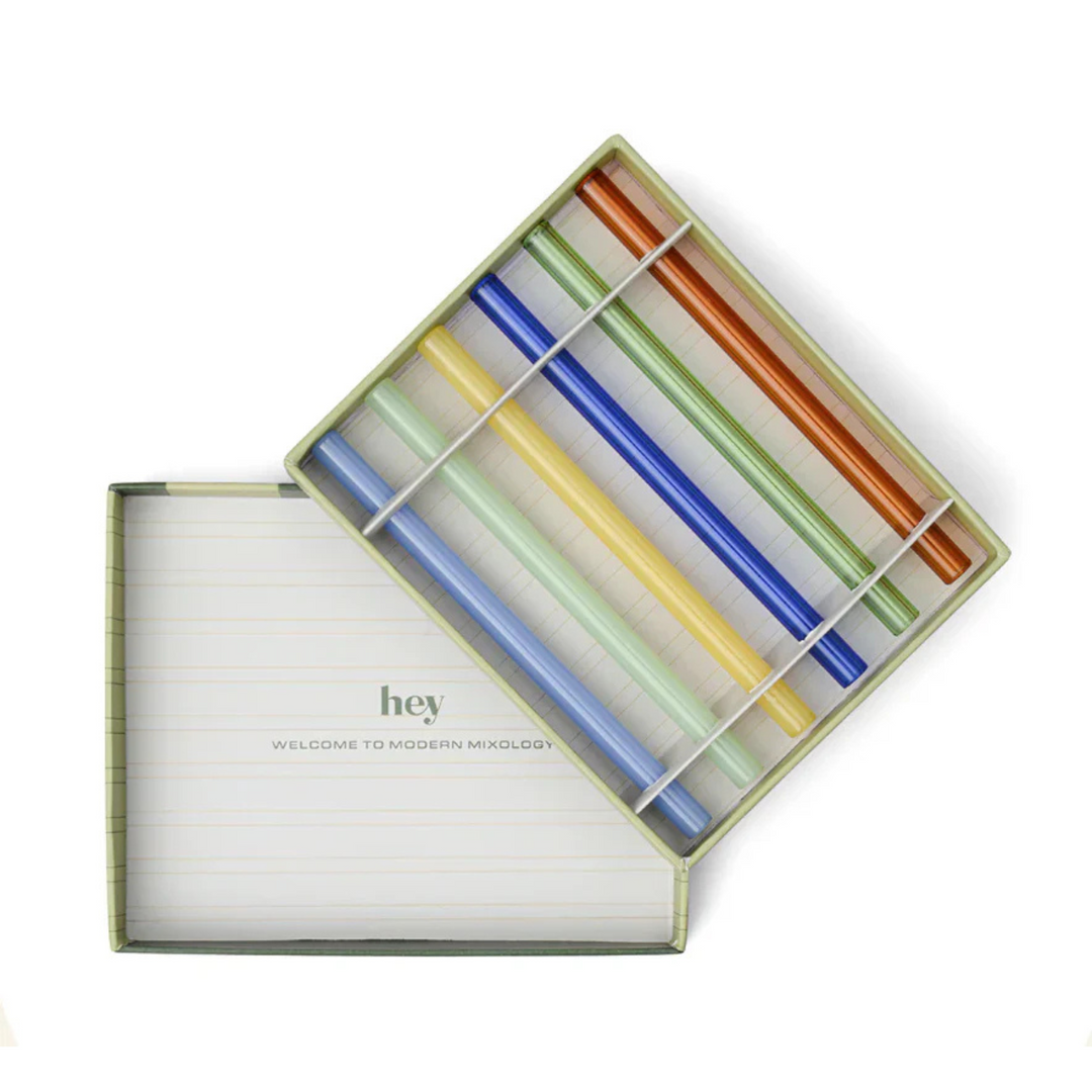 The Whistler Set of 6 Coloured Glass Straws
