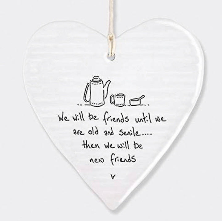 Porcelain Wobbly Hanging Heart