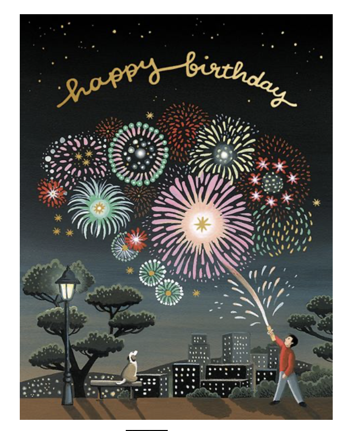 Card Fireworks Birthday
