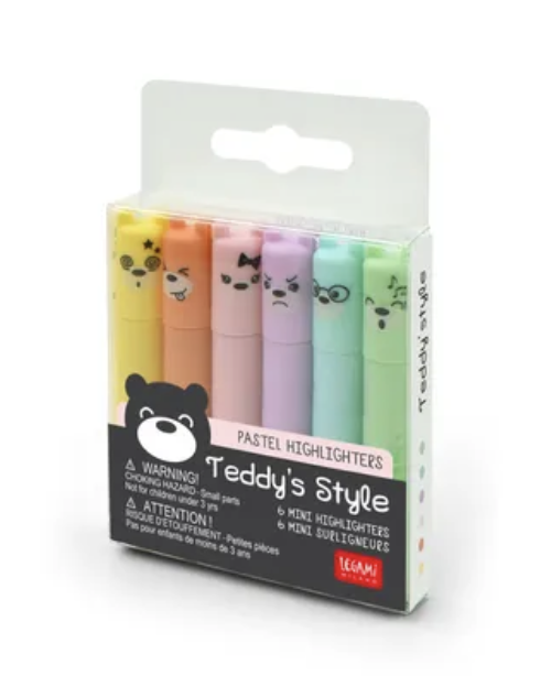Highlighters Pastel Teddy 6pc