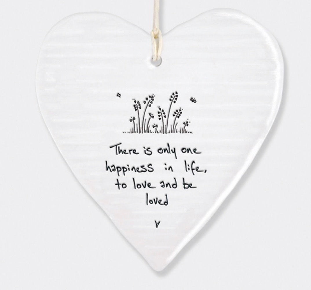 Porcelain Wobbly Hanging Heart