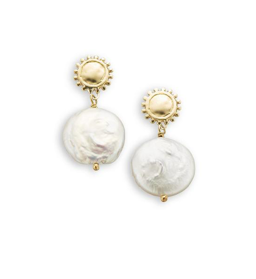 Earrings Golden Sun & Moon Pearl