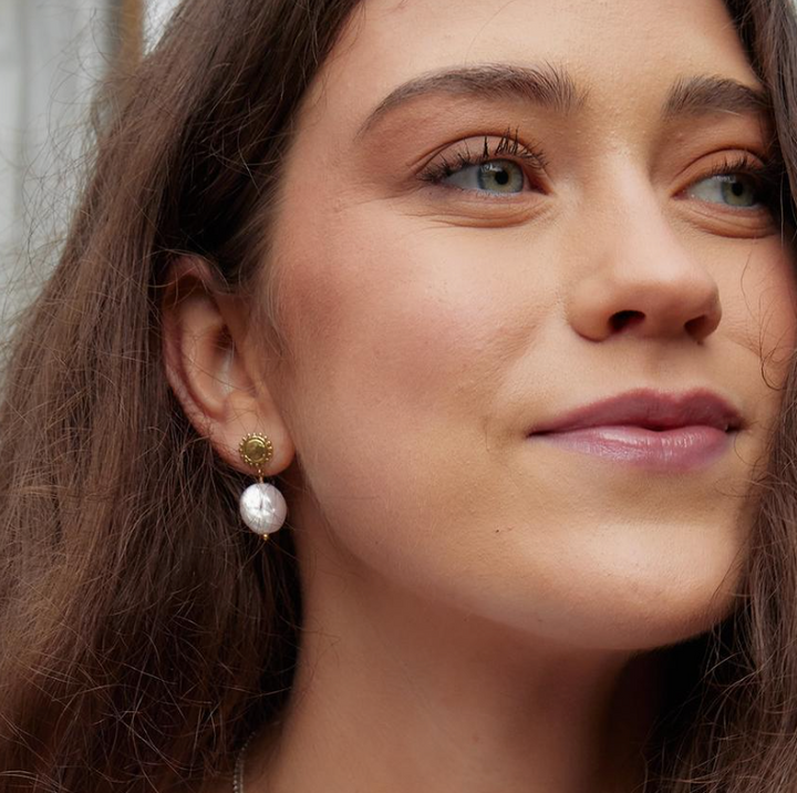 Earrings Golden Sun & Moon Pearl