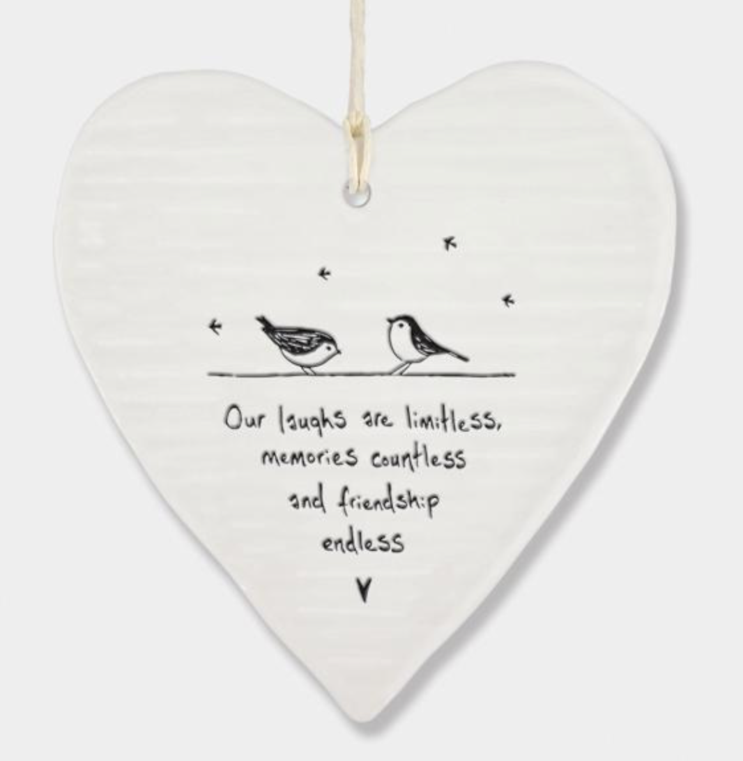 Porcelain Wobbly Hanging Heart