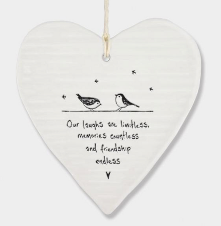Porcelain Wobbly Hanging Heart
