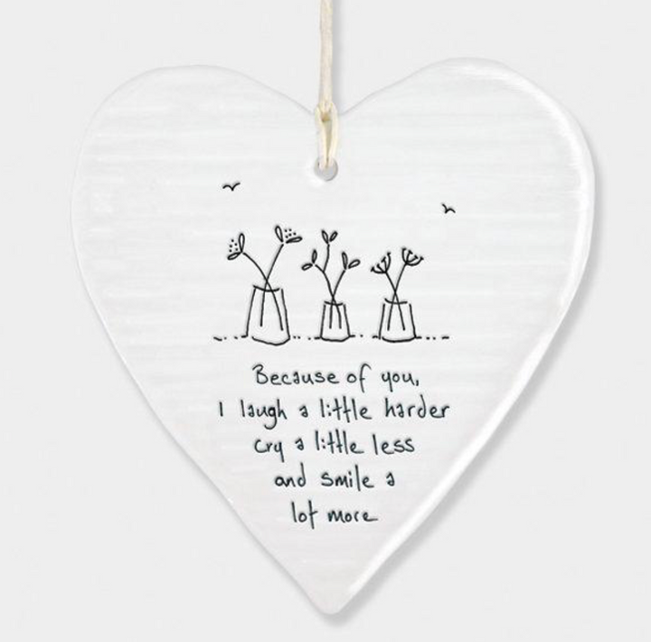 Porcelain Wobbly Hanging Heart