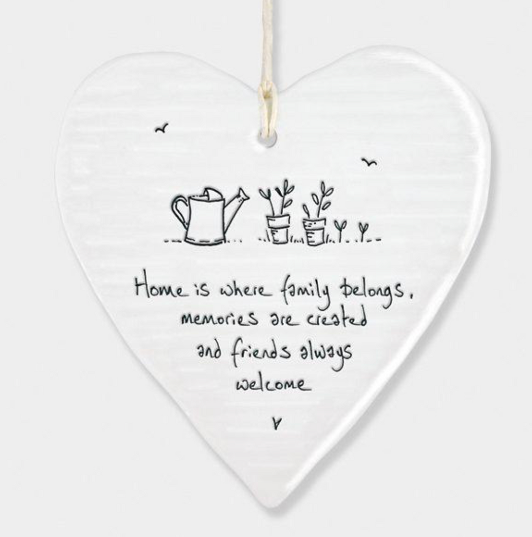 Porcelain Wobbly Hanging Heart