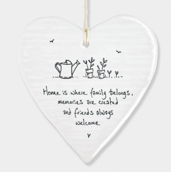 Porcelain Wobbly Hanging Heart