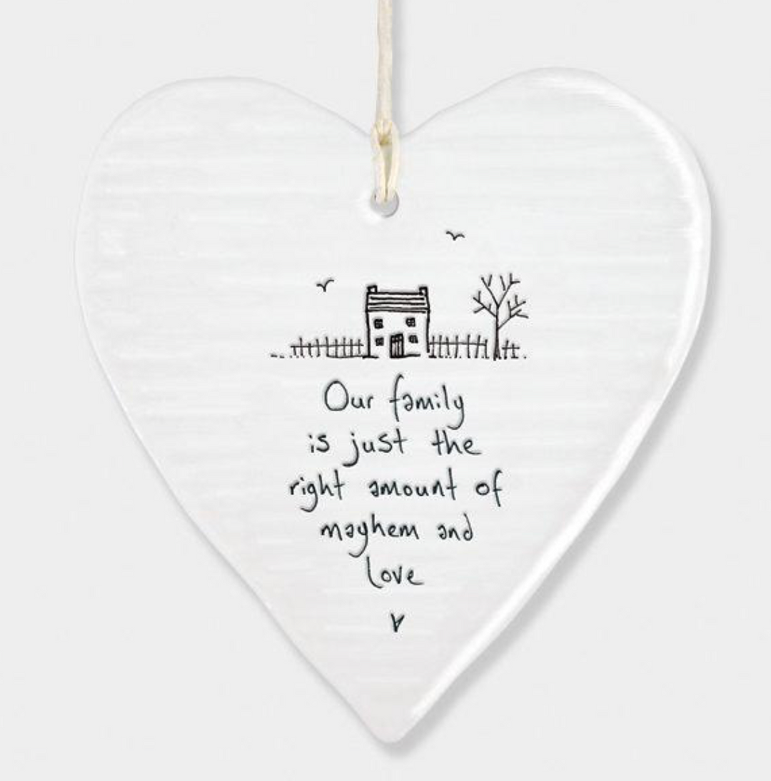 Porcelain Wobbly Hanging Heart