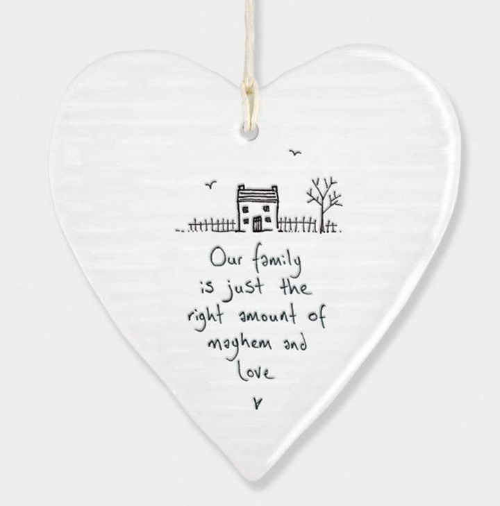 Porcelain Wobbly Hanging Heart