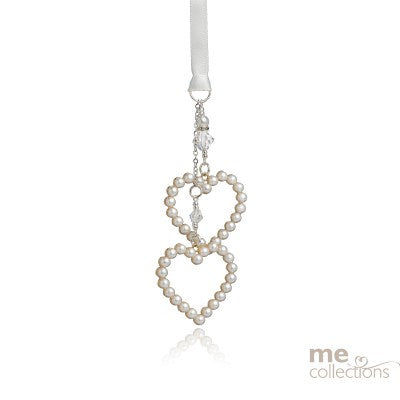 Wedding Charm Double Pearl Heart Drop